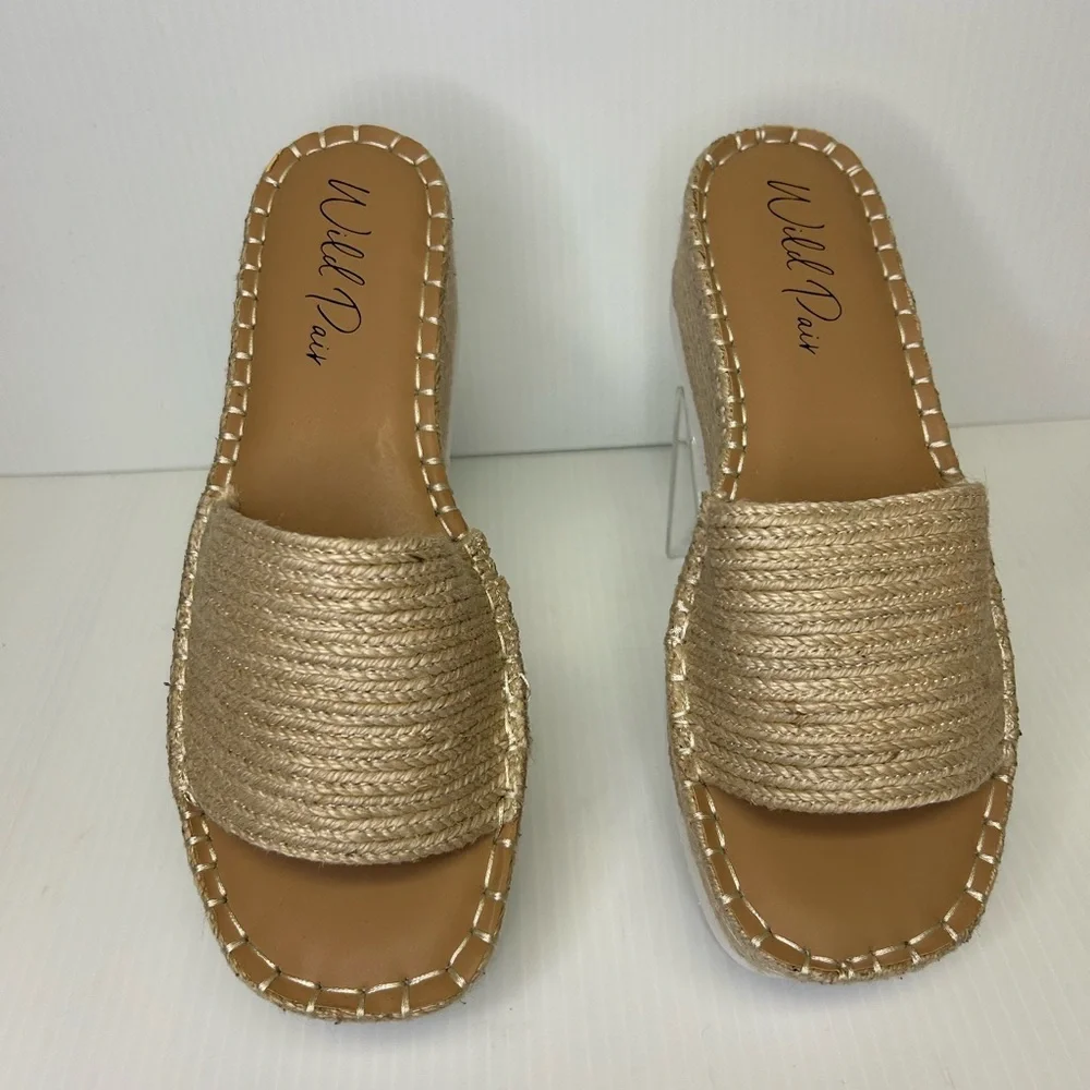 🤩”Wild Pair” Shermer Slide Espadrille Platform Sandals Beige w/White Soles”